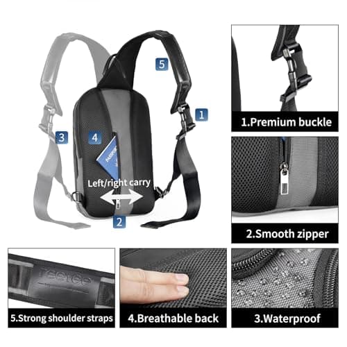 reeyee Sling Bag for Men, Anti-Theft Crossbody Bag for Travel and Hiking — view 5