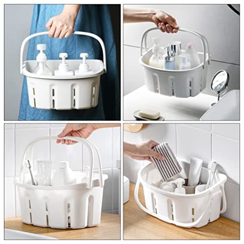 STOBAZA Portable Pp Bathroom Shower Basket with Handle White — view 4