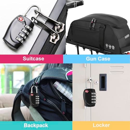ZHEGE Suitcase Lock, Travel Padlock for Luggage, 4 Digit (Black) — view 5