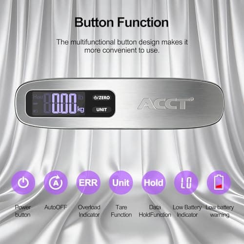 ACCT Luggage Scale with Tare Function, 110 lbs/50 kg Capacity, Gray — view 3