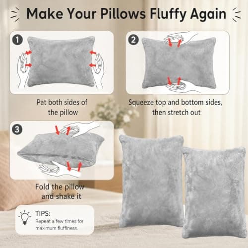 QhgPnt 2 Pcs Small Pillows, Mini Pillow for Travel and Office Support, Travel Pillow for Car Seat and Joint Comfort, Small Cushions for Camping and Daily Commuting(Grey) — view 6