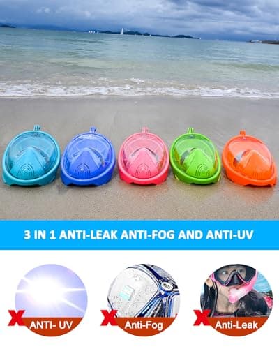 HINATAA Snorkel Mask for Kids, 180 ° Panoramic View Free Breathing Full Face Snorkeling Mask Anti-Fog and Anti-Leak Suitable For Children Aged 4-15 (Pink) — view 6