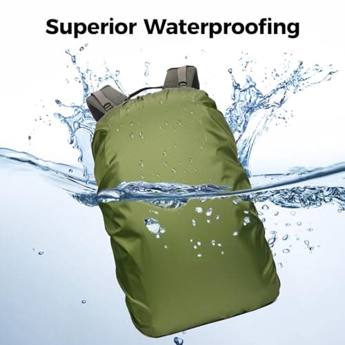 Lethra 2PCS Waterproof Backpack Rain Cover, Waterproof and Dustproof Bag Rain Cover, Rucksack Rain Cover for Outdoor Traveling, Climbing, Hiking, Camping, Black and Army Green (30-40L) — view 3