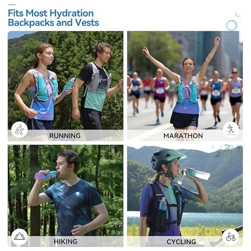 MARCHWAY Soft Hydration Flask with Wide Mouth, 300ml/500ml Collapsible TPU Water Bottle, Leakproof Portable Flexible for Running, Hiking, Cycling, Climbing, Gym, Travel (2pcs Blue-Purple 300ml) — view 6