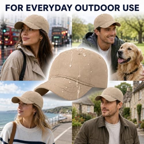 Khaki Waterproof Baseball Cap, UPF 50+ Quick-Dry Reflective Running Hat — view 4