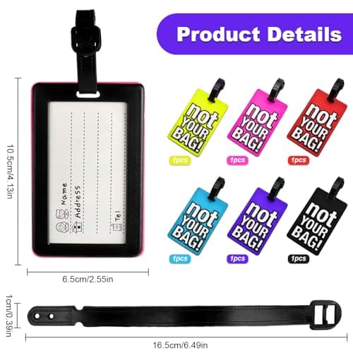 Luggage Tags, 6Pcs PVC Suitcase Tags, Secure Luggage Labels — view 2
