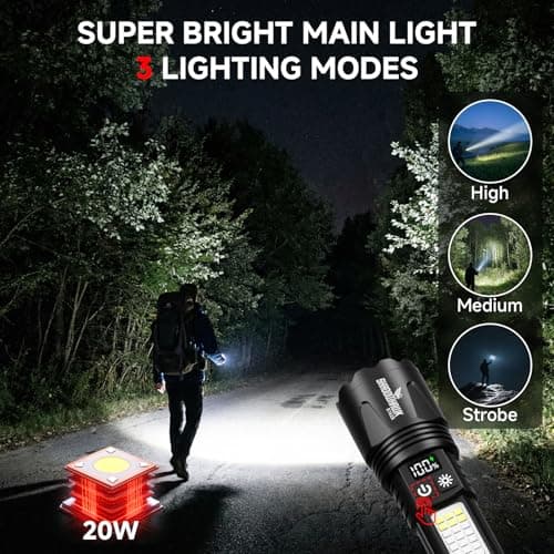 Shadowhawk Super Bright LED Torch Rechargeable with COB Light & Magnetic — view 2