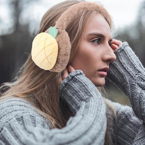 PACKOVE Yellow Plush Earmuffs for Women, Cute Winter Ear Warmers — view 5