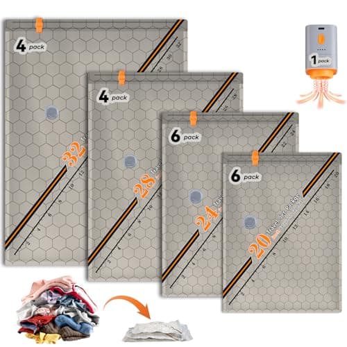 Vacuum Bags for Travel with Wireless Rechargeable Pump 15-Pack