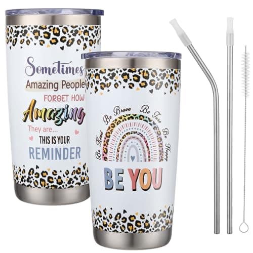 saerryor Leaving Gifts for Women,Inspirational Coffee Cup with Straw Lid