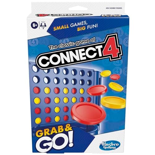 Hasbro Gaming Connect 4 Travel Board Game, Travel Games for Kids, 2 Player Portable Strategy Fun, Grab and Go, Ages 6+