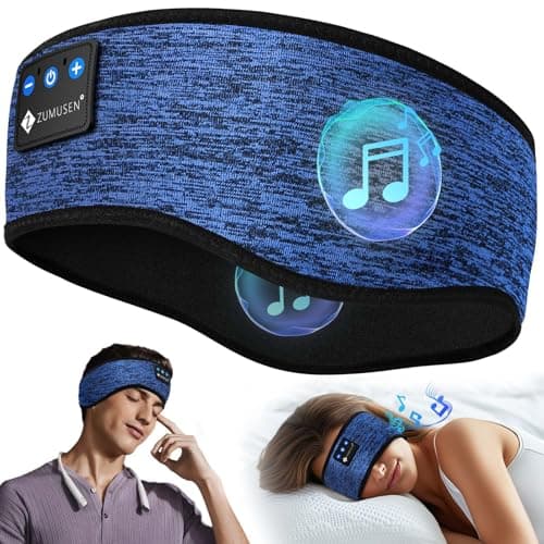 ZUMUSEN Sleep Headphones Bluetooth 5.4 Headband, Wireless Sleeping Headphones with Ultra-Thin HD Stereo Speakers for Side Sleepers, Soft & Sweat Resistant Sport Headband for Yoga Travel Workout