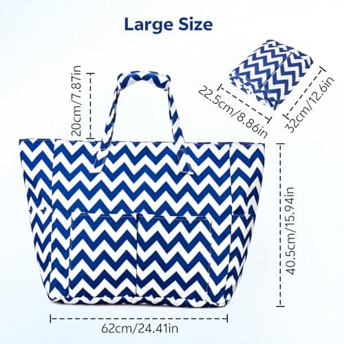 Zocipro 45 Litre Large Beach Bag for Women, 8 Pockets Tote Bag with Zip — view 3