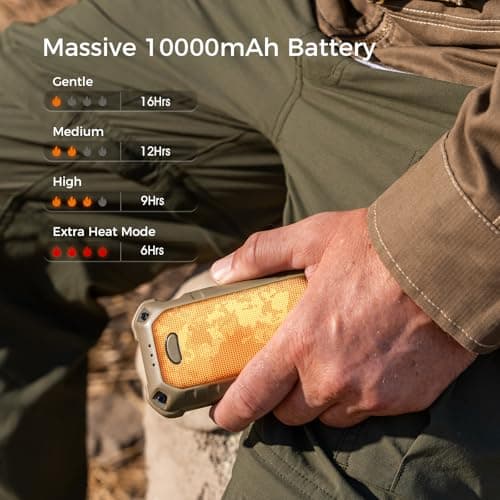 OCOOPA IP56 Waterproof Hand Warmers Rechargeable 10000mAh, Extra Heat Mode, Instant Heat, 16hrs Long Lasting Heating, PD & QC Electric Heater with Torchlight, Outdoor Gifts for Hunting Camping,1 Pack — view 5