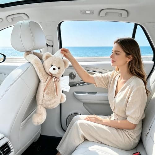 Tissue Holder For Car | Plush Cute Space-Saving Animal Storage Organizer — view 2