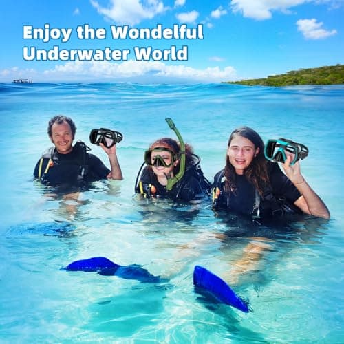 Honlanor Snorkel Set Adults Snorkeling Gear Anti-Leak and Anti-Fog Tempered Glass Lens Panoramic View Swim Mask Dry Top Snorkel Kit for Snorkeling Scuba Diving Swimming Travel with Carry Bag — view 6