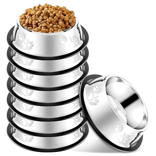 8 Pack Small Metal Dog Bowls, Stainless Steel Puppy Water Dishes Bulk