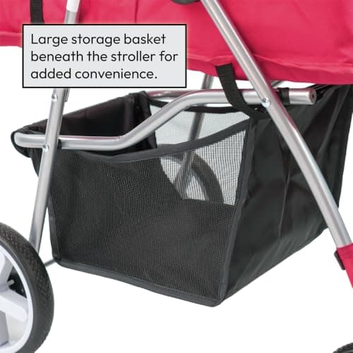 KCT Hooded Foldable Pet Dog Cat Stroller Red- 4 Wheel Travel Carriage with Safety Leash, Canopy, Cup Holder, Storage Tray — view 5