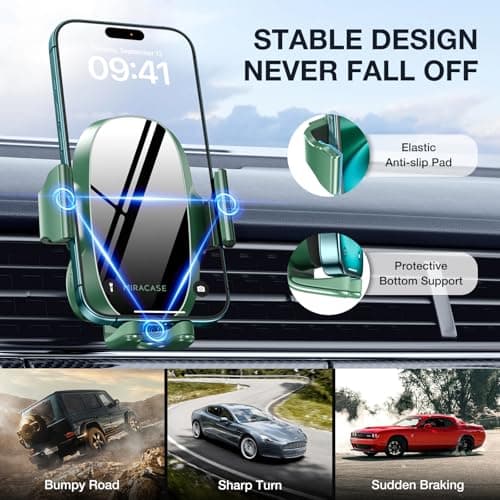 Miracase 2nd Generation Car Phone Holder, Air Vent Phone Holder for Cars 360° Rotation, Mobile Phone Mount Automobile Cradles GPS Vehicle Mount for Vent Van iPhone17 16 15 14 Pro Max 13 12 11 Samsung — view 2