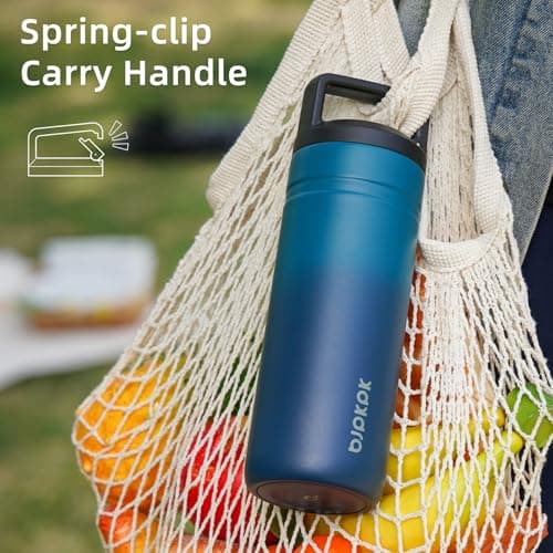BJPKPK Insulated Water Bottle with 2 Lids,600ml Double Wall Stainless Steel Vacuum Tumbler Travel Coffee Mug,Wide Mouth Thermal Cup,Sea — view 2