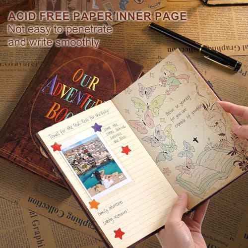 Our Adventure Book Leather Couples Scrapbook Photo Album - 164 Acid-Free Pages, Travel Journal for Anniversaries, Vacations & Date Nights, Pocket-Sized Memory Book, Romantic Gift for Him & Her — view 5