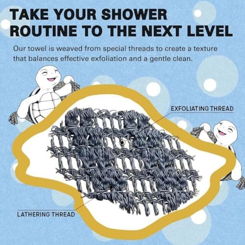 2026 Blissail Exfoliating Antibacterial Shower Towel -Skin Deep Exfoliating Towel, Extra Long Exfoliating Washcloth for Men Women,Exfoliating Body Scrubber for for Sensitive Skin & SPA (Black) — view 2