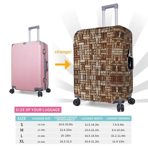 Wine Cork Printing Large Suitcase Cover, Elastic Suitcase Cover with Zipper, Protects Luggage During Travel — view 6