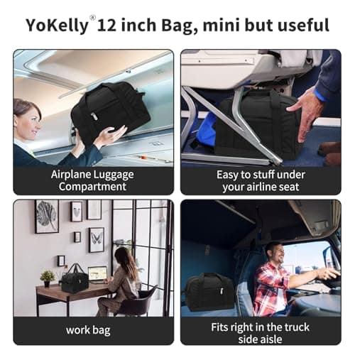 Small Gym Bag Carry On Bag - 12 inch Mini Duffle Bag Lightweight for Overnight Travel 30x20x20cm-Black — view 4