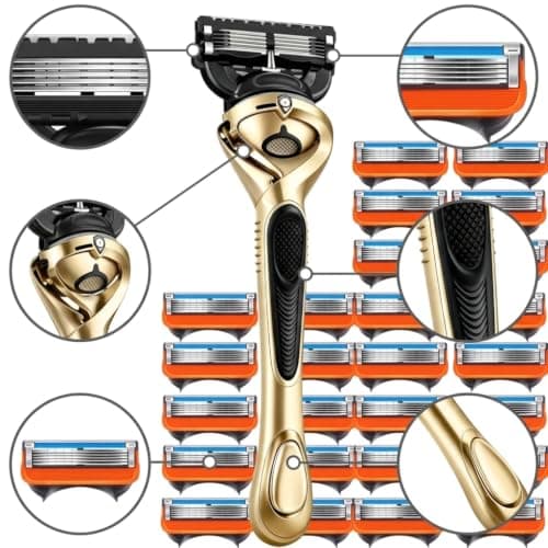 (8x 5-Blade Orange/Black Cartridges + 1x Plastic Pivot Razor + Shaving Cream + Case) — view 2