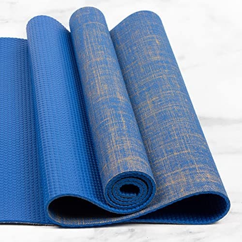 Myga RY1243 - Jute Yoga Mat - High Performance, Vegan Floor Exercise Mat - Eco Friendly Biodegradable Yoga Mat with PVC Backing - 5mm Thickness - Blue — view 6