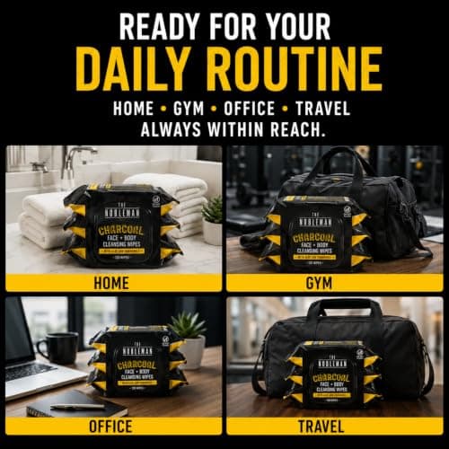 Men's Charcoal Face + Body Cleansing Wipes - 4 Pack (120ct) — view 5