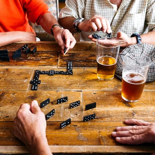 D.A.Y. Republic 28pc Double Six Classic Retro Domino Game, Traditional Set in Wooden Case, Educational Travel Sized Toy (Dominoes in Wood Box) — view 5