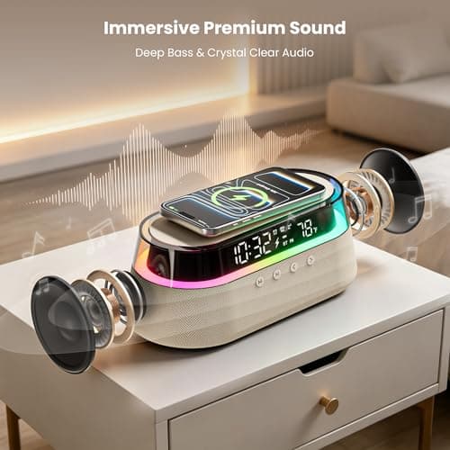Portable Bluetooth Speaker with Remote, 15W Wireless Charger Night Light — view 2