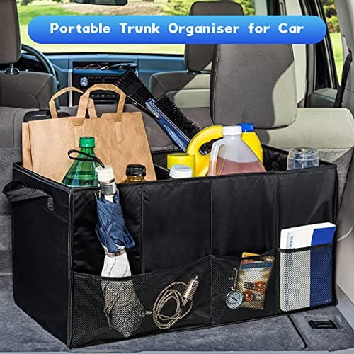 Car Boot Organiser Trunk Organiser with Multi Compartment, Foldable (Black） — view 5