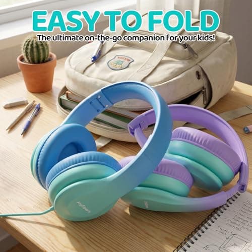 JoySpark Kids Headphones for School Toddler, 3.5mm Jack, Gradient Purple — view 5