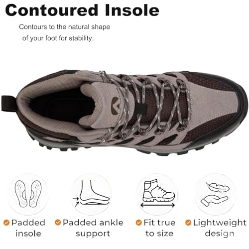 HODTOB Hiking Boots Mens Womens Lace-up Non-Slip Outdoor Men Women Mountain Trekking Shoes for All Season Walking Travelling Backpacking Camping Shoes Sneaker Khaki-7UK — view 5