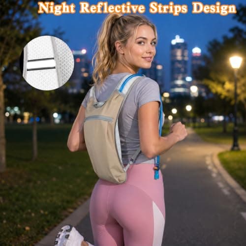 5L Running Vest with 2L Water Bladder, Hydration Backpack for Women Men (Khaki) — view 5