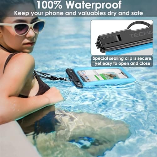 TECHGEAR Waterproof Phone Pouch, IPX8 Floating Case for Swimming, Waterproof Phone Bag with Lanyard Compatible for iPhone 17 16e 16 15 14 13, Samsung Galaxy S25 S24 S23 S22+ S21 Ultra A17 A16 A36 A56 — view 2