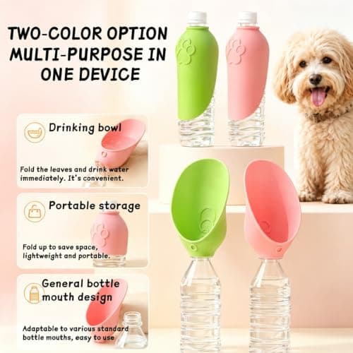 Portable Dog Water Bottle,Silicone drinking cap for bottles dogs(Green) — view 3