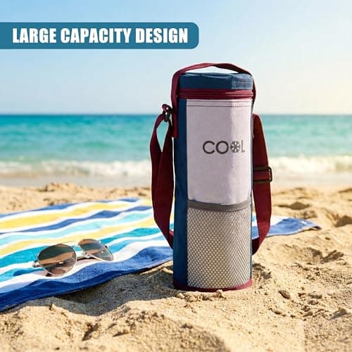 MTS Wine Cooler Bag for 1.5L Water Bottles - Padded Insulated Champagne Carrier with Zip & Shoulder Strap - Thermal Drinks Holder with Pocket for Picnics, Travel & Beach, Great for Wine Lovers — view 3