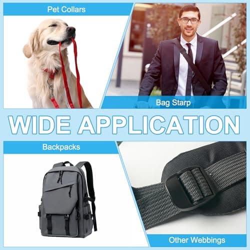 PATIKIL Plastic Slide Buckle 1 Inch(25mm), 20 Pack Rectangle Tri-Glide Slider Webbing Strap Belt Adjuster for Dog Collar Harness Belt Backpack Bags Making DIY Replacement, Black — view 6