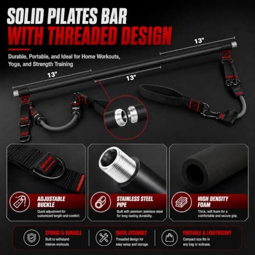 Pilates Bar Set with 6 Resistance Bands, 270lb Heavy Duty Home Gym Workout Kit — view 2