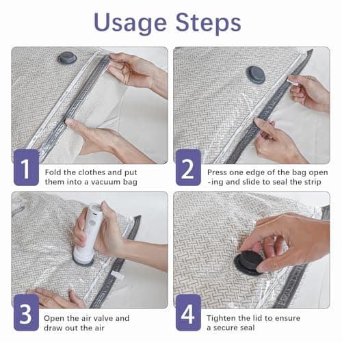 Vacuum Travel Bags with Cordless Electric Pump, 9 Pcs Super handy - Strong Vacuum Storage Bags Space Saver for Clothes, Travel,Home Organization (3 Large/3 Medium/3 Small) — view 5