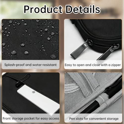 13 Inch Laptop Sleeve – Water-Resistant Oxford Fabric with Corner Protection & Shock Absorption for 13" Ultrabooks (Black) — view 3