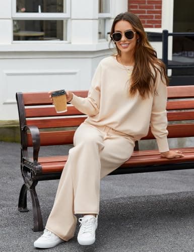 heekpek Lounge Wear Sets for Women 2 Piece Outfit Tracksuits(Apricot,L) — view 4