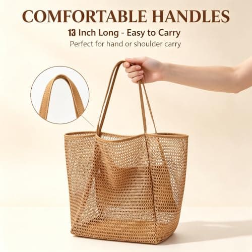 CCHONGCC Large Beach Tote Bag with Zip and Pockets for Women Holdall Carry on Bag Overnight Bag Weekend Bags Travel Bags for Women (Khaki) — view 5