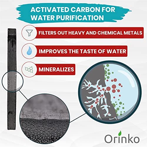 ORINKO® Charcoal Water Filter Sticks x5 – Natural Takesumi Activated Carbon for Water Purification – Sustainable Binchotan Bamboo Filter Kit for Pitchers & Tap Water — view 3