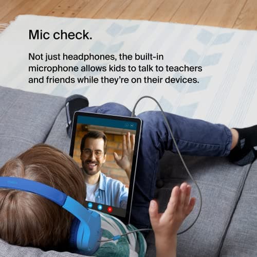 Belkin SoundForm Mini Wired On-Ear Headphones for Kids, Over-Ear Headset for Children with inline Microphone for Online Learning, School, Travel, Play, For 3.5mm Compatible Devices - Blue — view 5