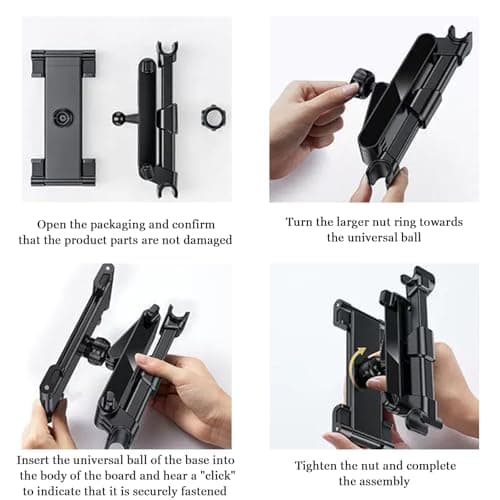 Eastrise Adjustable Car Headrest Tablet Mount Holder Auto Backseat Tablets Stand for Kids Compatible with iPad Air Mini/Cell Phone/Galaxy Tab or Other 4.7-10.5" Device (Black) — view 5