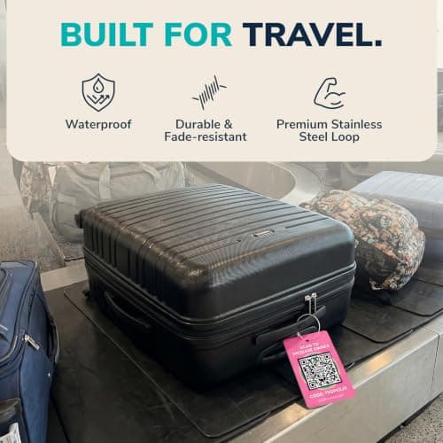 Smart Luggage Tags | Privacy QR Code Luggage Tag, Pink, 2"x3" — view 5